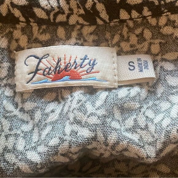 Faherty Montara Leaf Batik Long Sleeve Dress Size Small - Picture 3 of 12